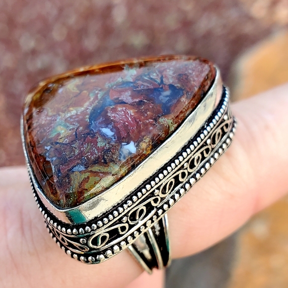New Moroccan Seam Agate 925 Silver Ring. - Picture 11 of 16